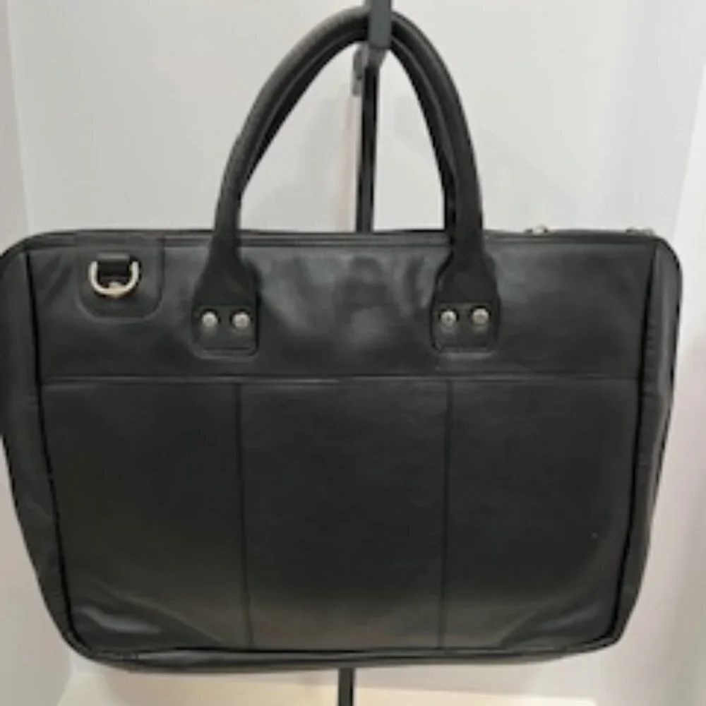 Winn International Slim Leather Laptop Briefcase Style 2455